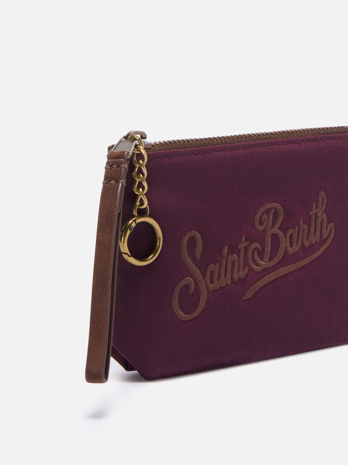Mini Aline en pouch ciré bordeaux avec broderie logo 