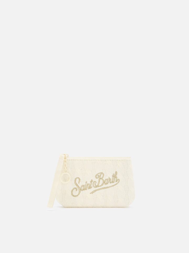 Off white Mini Aline tricot pouch with logo embroidery