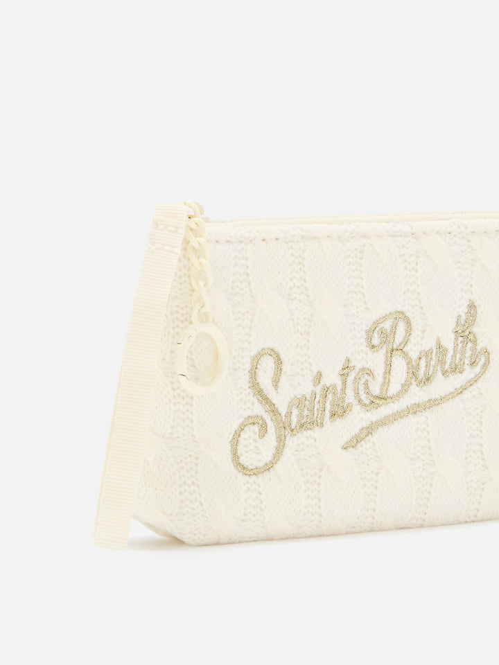 Off white Mini Aline tricot pouch with logo embroidery