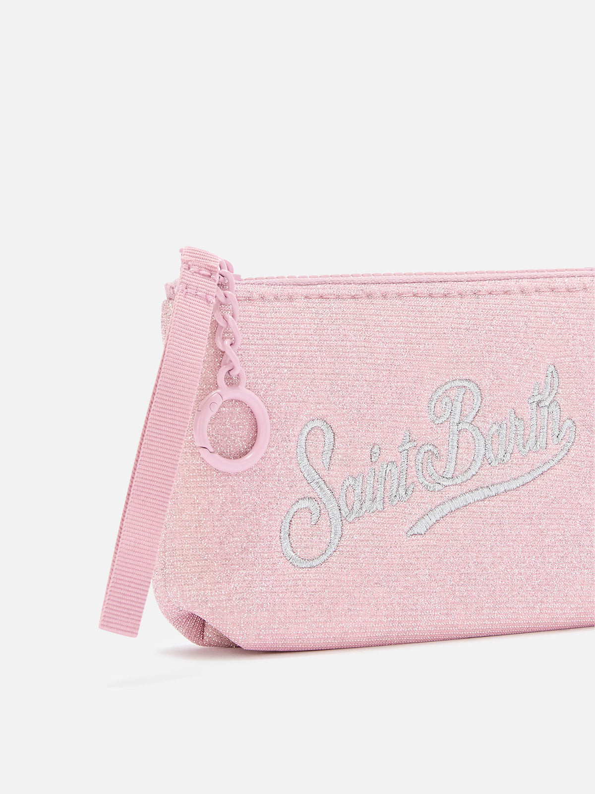 Pink Mini Aline aus Lurex pouch mit Logostickerei 