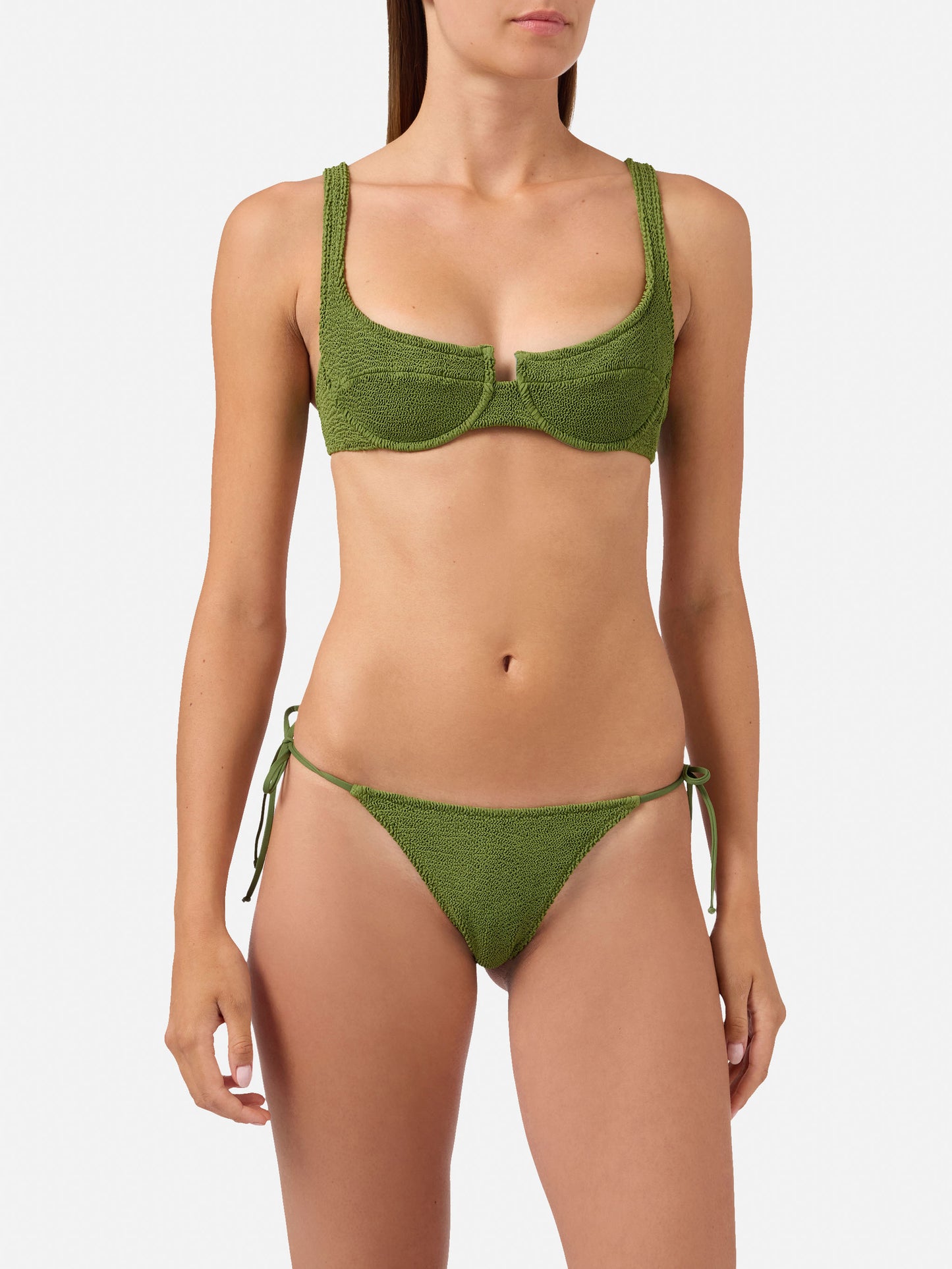 Amira Marielle military green crinkle bikini