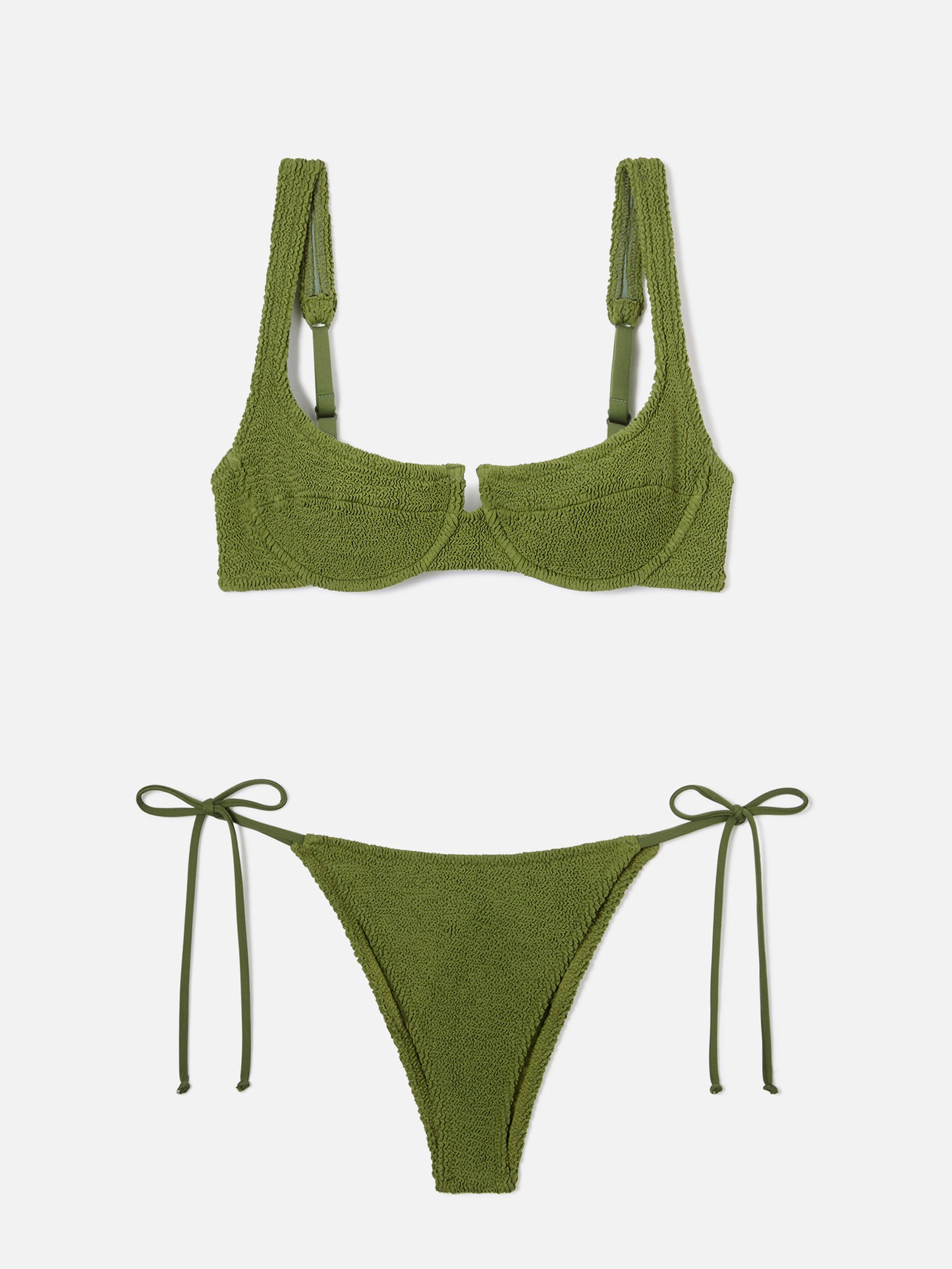 Amira Marielle military green crinkle bikini