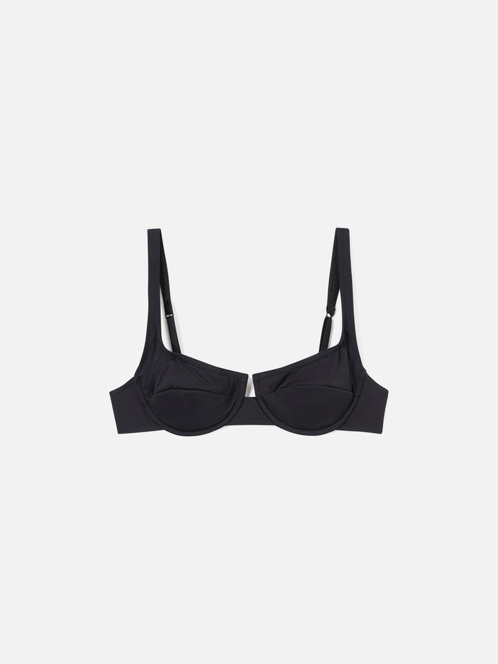 Amira balconette bikini top in solid black