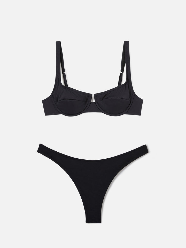 Amira Naomi black balconette bikini in solid color