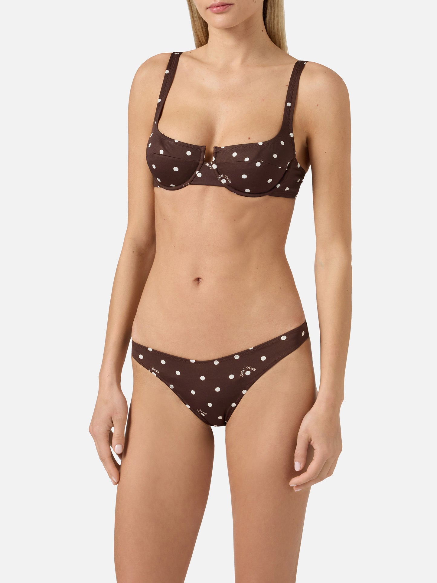 Bikini Amira Naomi con stampa pois marrone e bianco