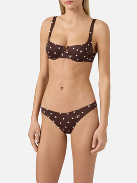 Bikini Amira Naomi con stampa pois marrone e bianco