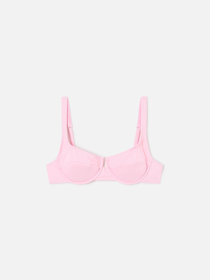 Amira balconette bikini top in solid pastel pink