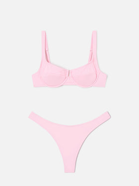 Bikini balconette Amira Naomi rosa claro de color liso 