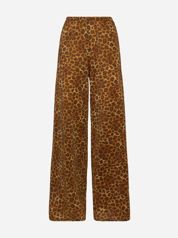 Amalia leopard lurex wide-leg trousers