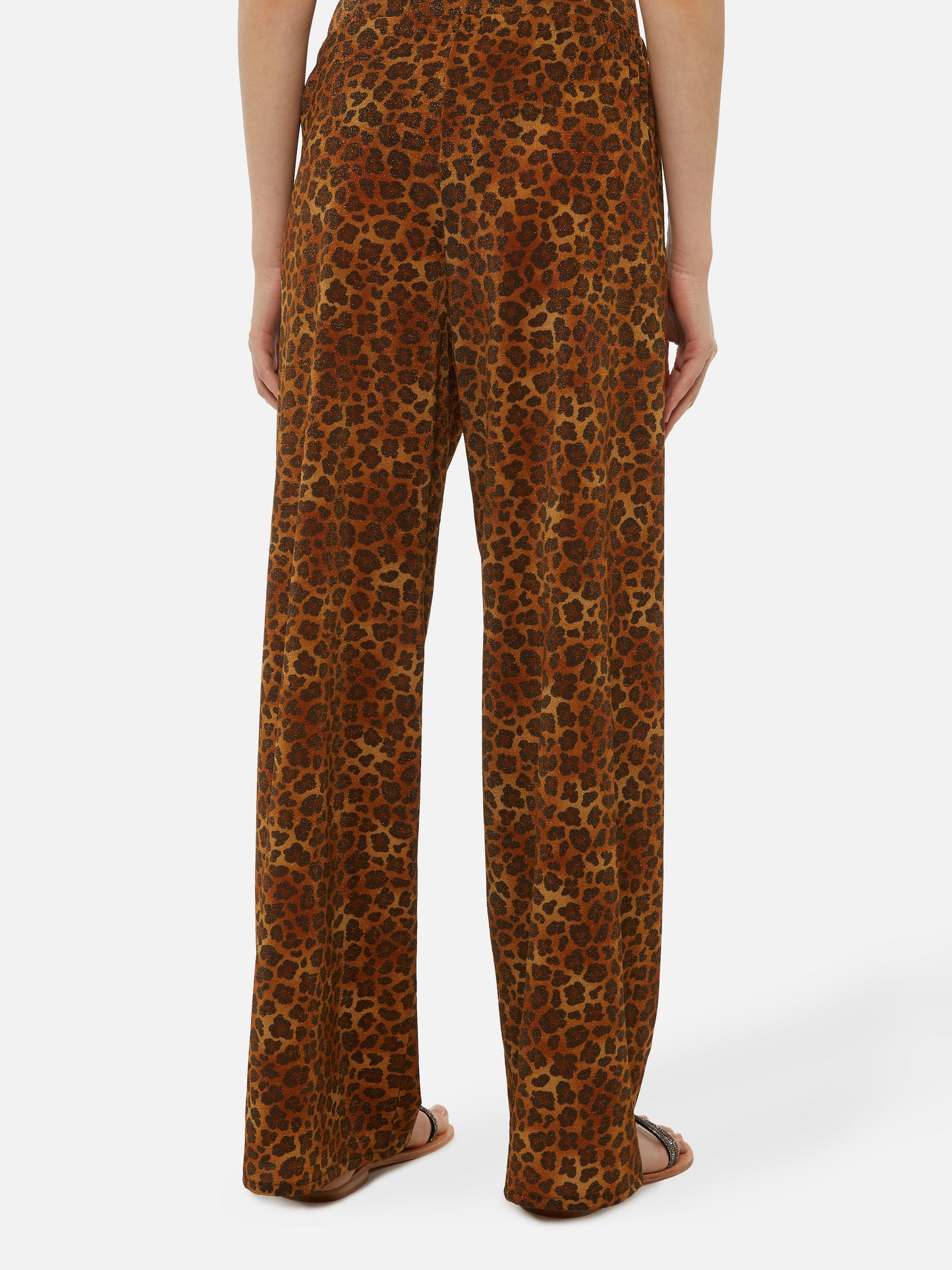 Amalia Hose mit weitem Bein aus Lurex mit Leopardenmuster