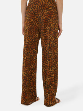 Amalia Hose mit weitem Bein aus Lurex mit Leopardenmuster
