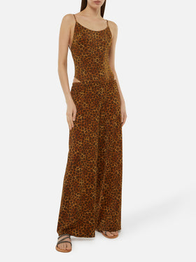 Amalia Hose mit weitem Bein aus Lurex mit Leopardenmuster