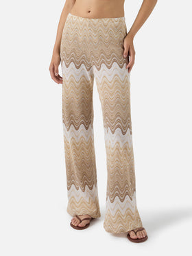 Beige Amalia degradé raschel long trousers
