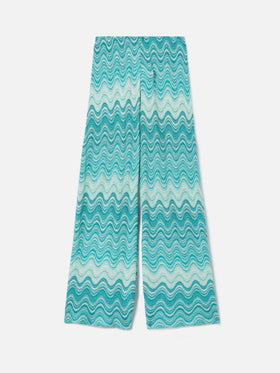 Pantalones largos Amalia raschel degradé verde agua 