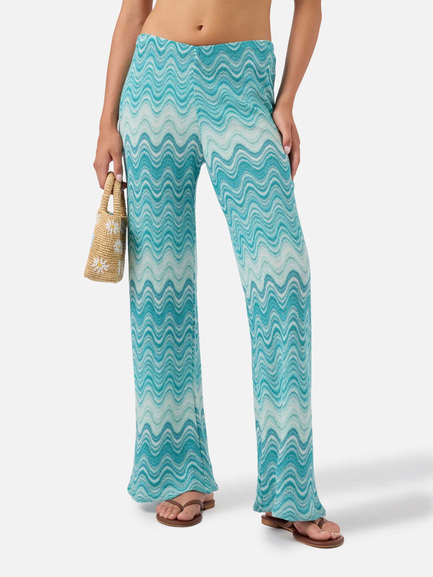 Pantalon long raschel dégradé Aqua green Amalia 