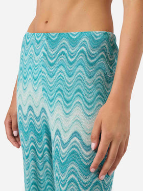 Pantalon long raschel dégradé Aqua green Amalia 