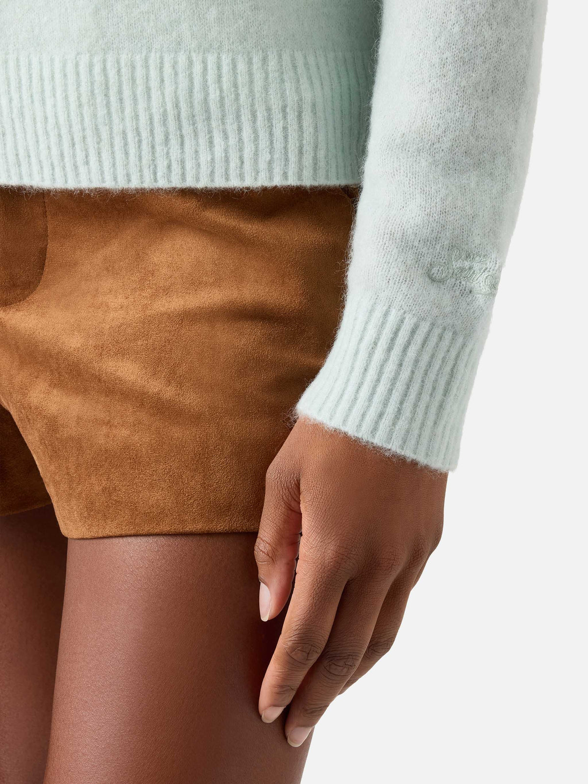 Pull ras-du-cou en maille Ammy vert menthe clair, en doux mélange de laine d’alpaga 