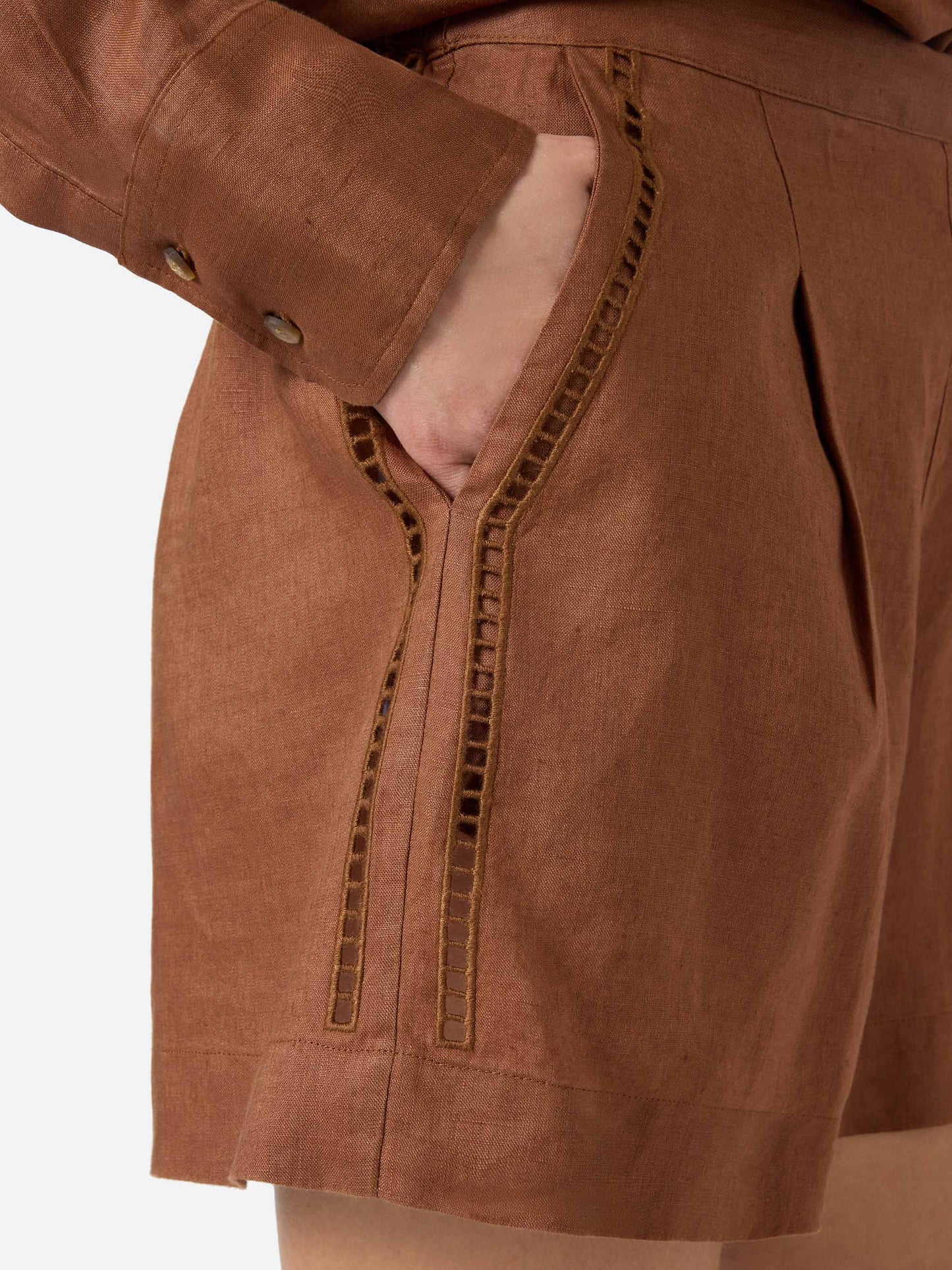 Shorts Amani in lino marrone