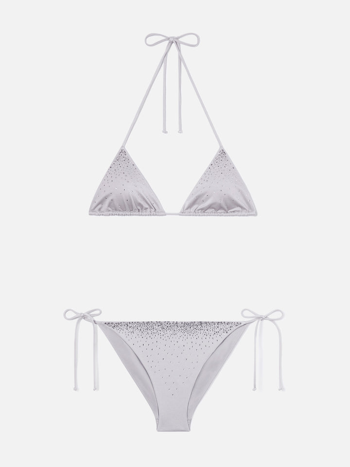Bikini Annabelle Virgo en acabado brillante plateado con detalles de strass 