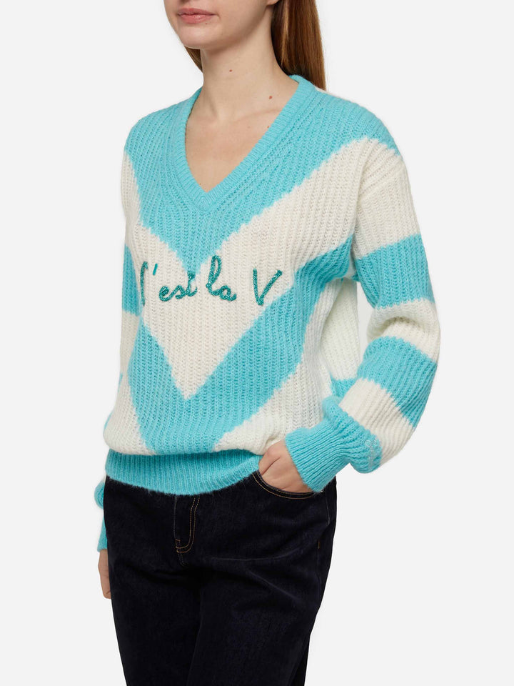 Woman cropped sweater with argyle pattern - MC2 Saint Barth