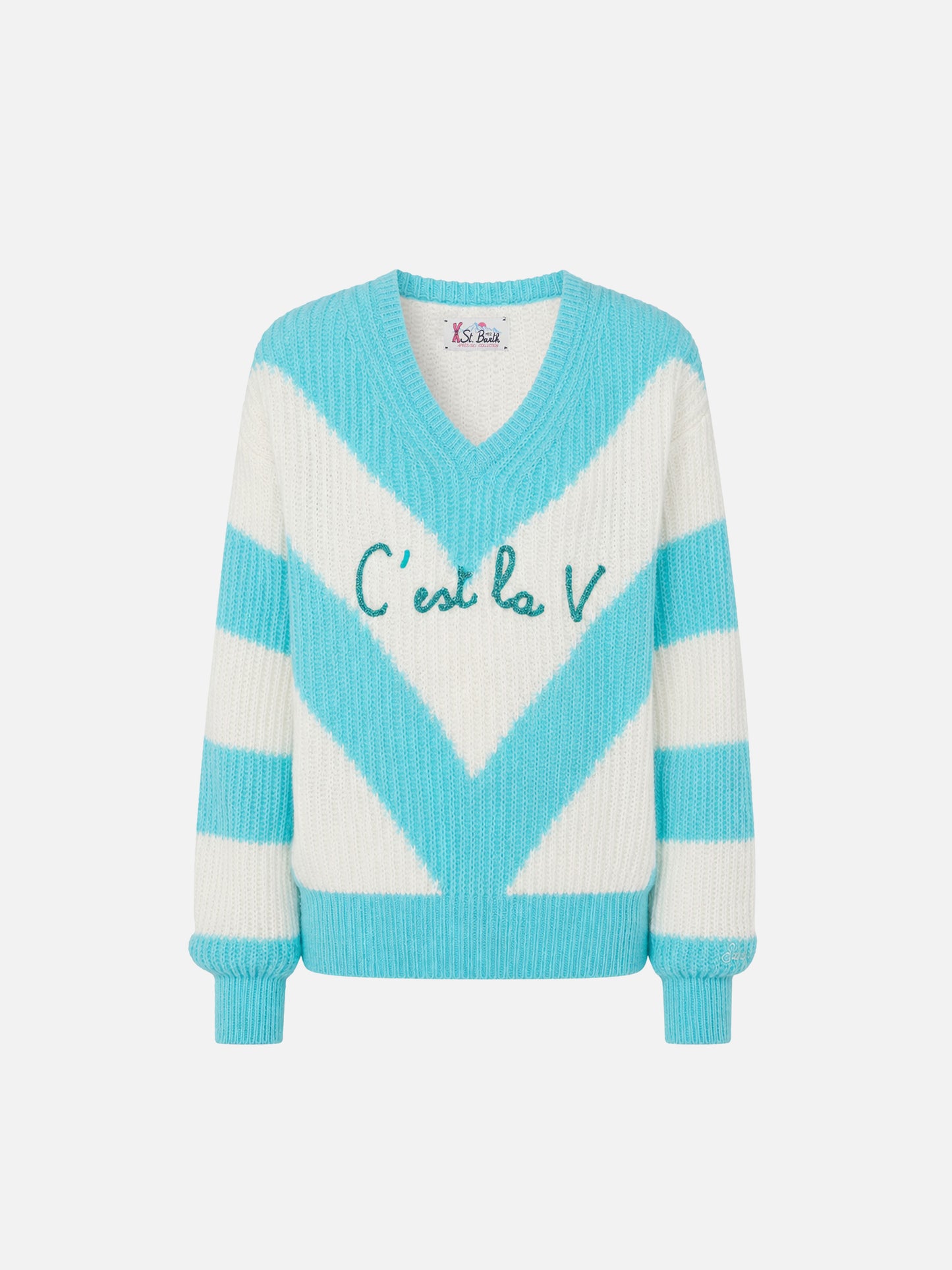 Annecy Soft cropped sweater with diamond pattern and V-neck