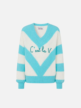 Annecy Soft cropped sweater with diamond pattern and V-neck