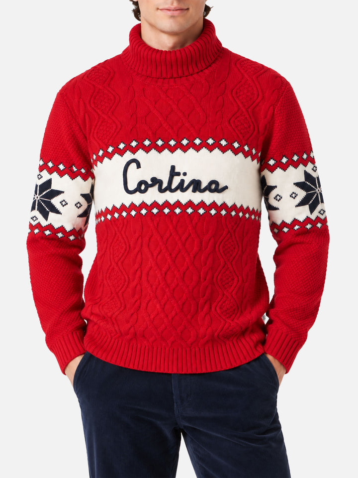 Pull à col montant avec lettrage Cortina 