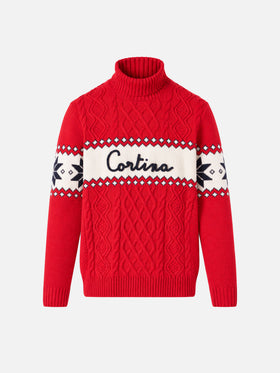 Jersey de cuello medio alto con lettering Cortina 