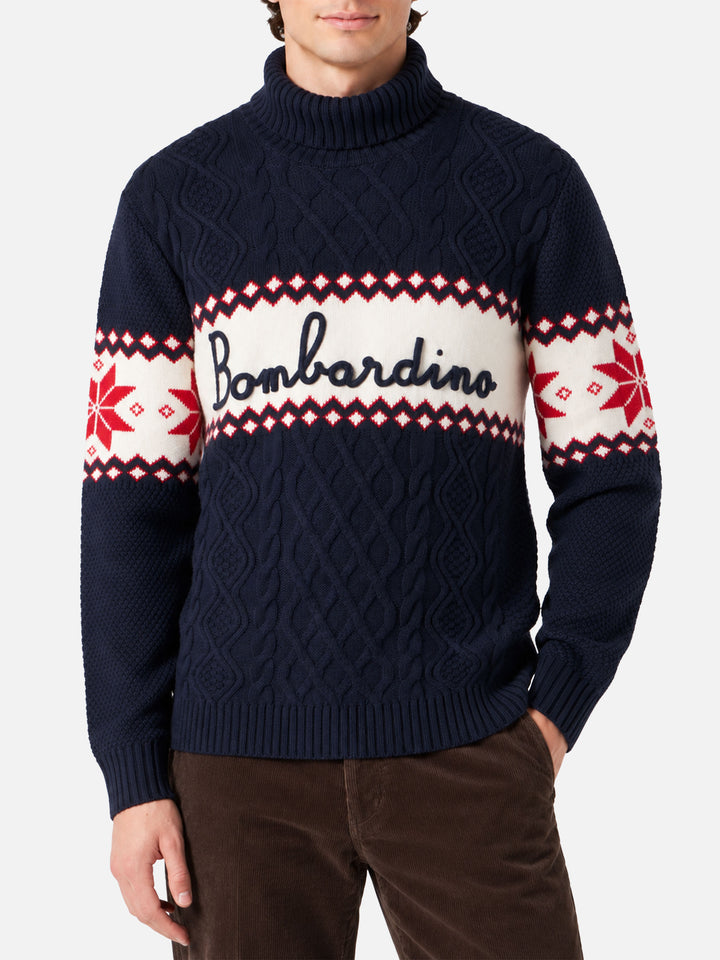 Maglione mezzo collo alto con scritta Bombardino