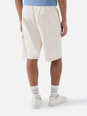 Argo solid cream fleece bermuda shorts with cargo pocket