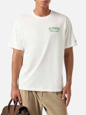 T-shirt Arnott off white in cotone con stampa Tennis Court