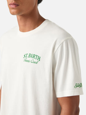 T-shirt Arnott off white in cotone con stampa Tennis Court