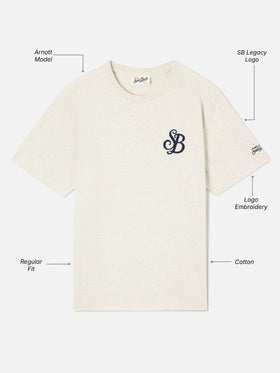 Camiseta gris de algodón orgánico Arnott con bordado del monograma SB Legacy 