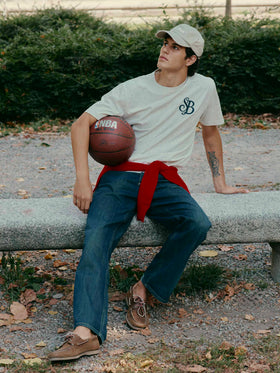 Grey Arnott organic cotton t-shirt with SB Legacy monogram embroidery