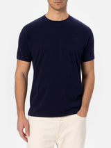 Man navy blue heavy cotton t-shirt Arnott with St. Barth embroidery