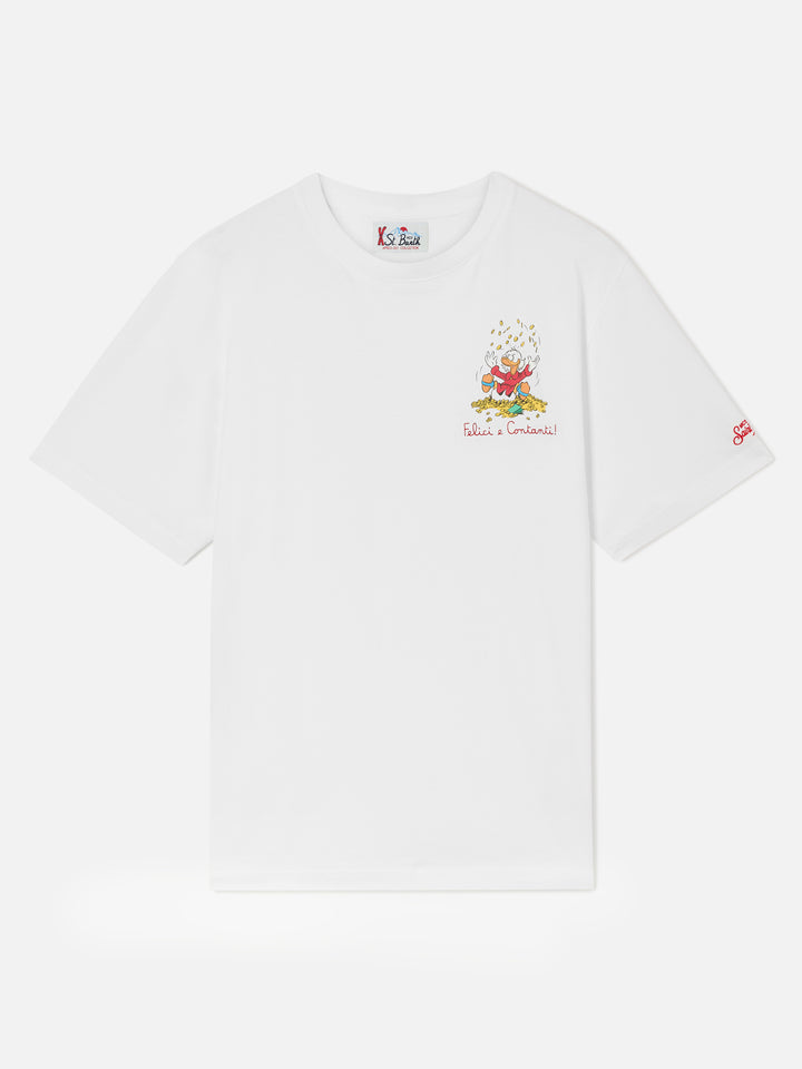 T-shirt Arnott off white in cotone organico con ricamo Felici E Contanti | Special edition