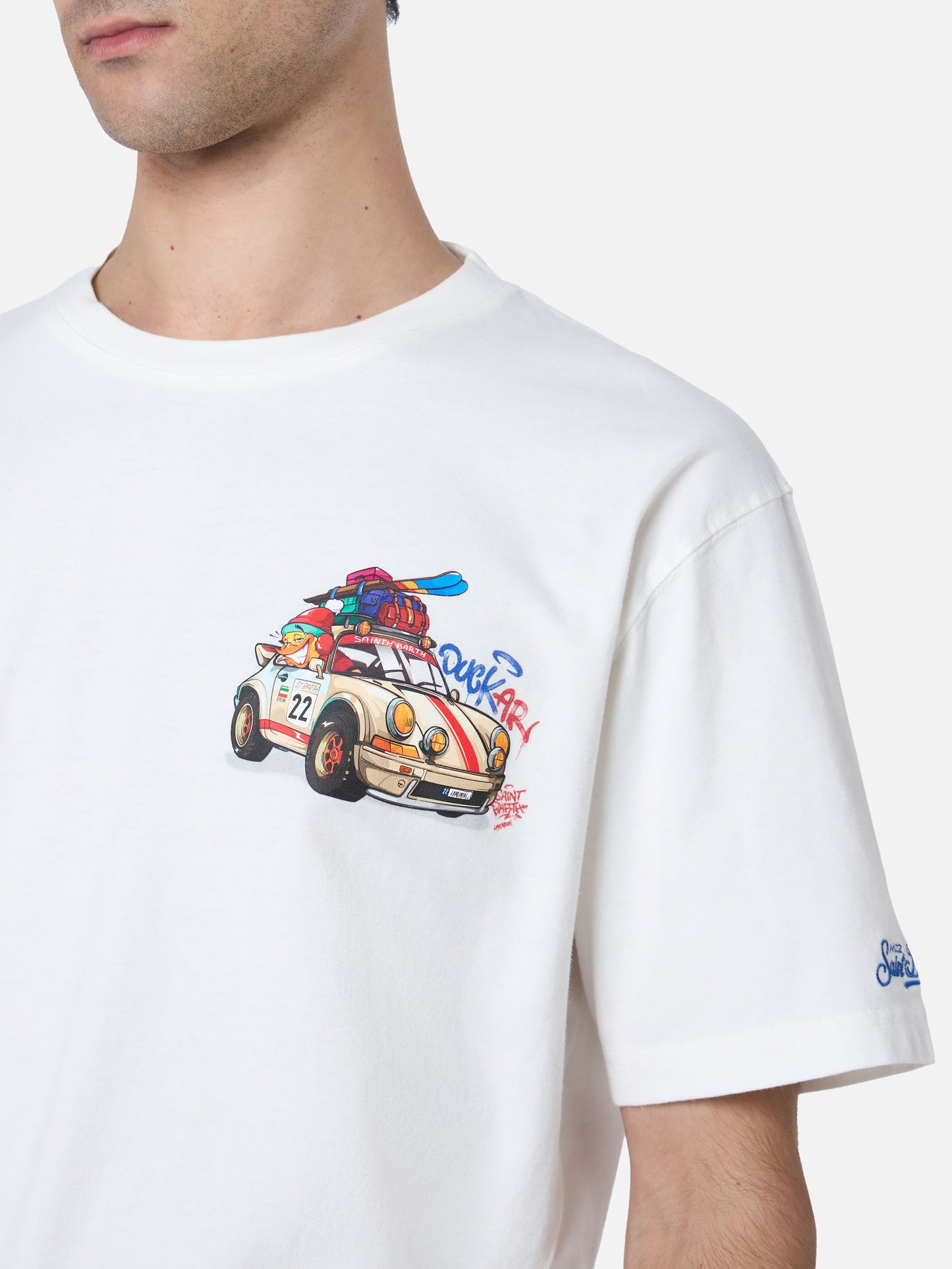 Schweres Baumwoll-T-Shirt für Herren von Arnott mit Cryptopuppets-Entenauto | CRYPTOPUPPETS SPECIAL EDITION