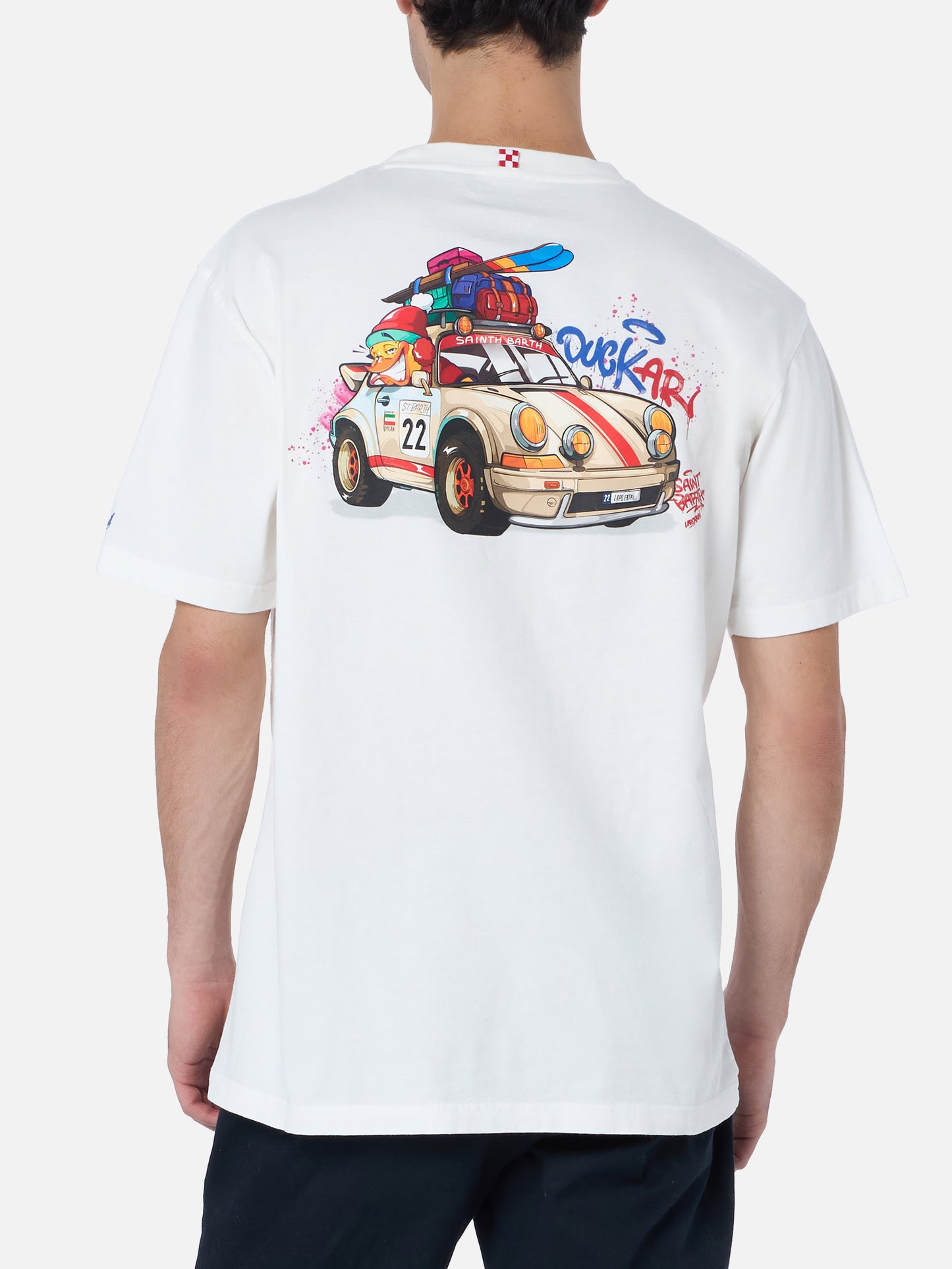 Schweres Baumwoll-T-Shirt für Herren von Arnott mit Cryptopuppets-Entenauto | CRYPTOPUPPETS SPECIAL EDITION