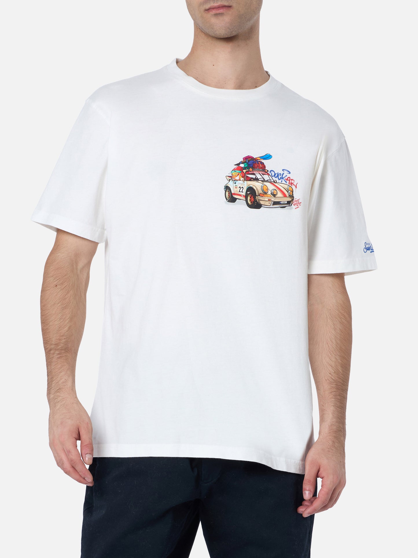 Schweres Baumwoll-T-Shirt für Herren von Arnott mit Cryptopuppets-Entenauto | CRYPTOPUPPETS SPECIAL EDITION