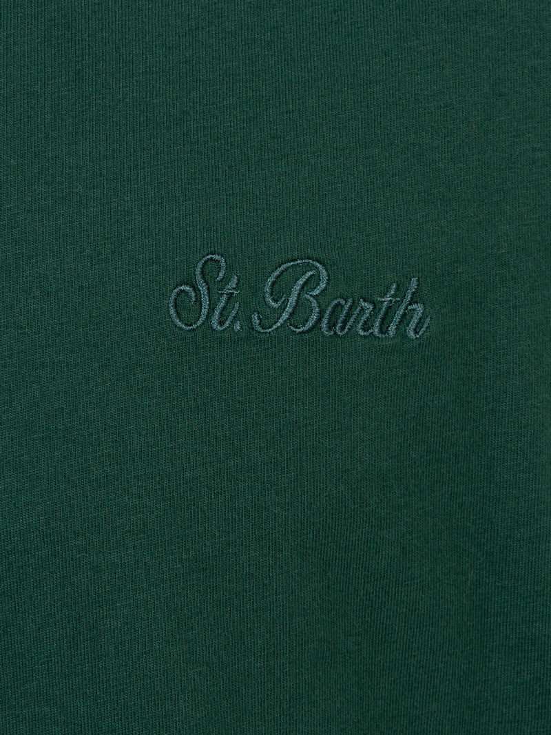 Man British green heavy cotton t-shirt Arnott with St. Barth embroidery