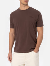 Man brown heavy cotton t-shirt Arnott with St. Barth embroidery