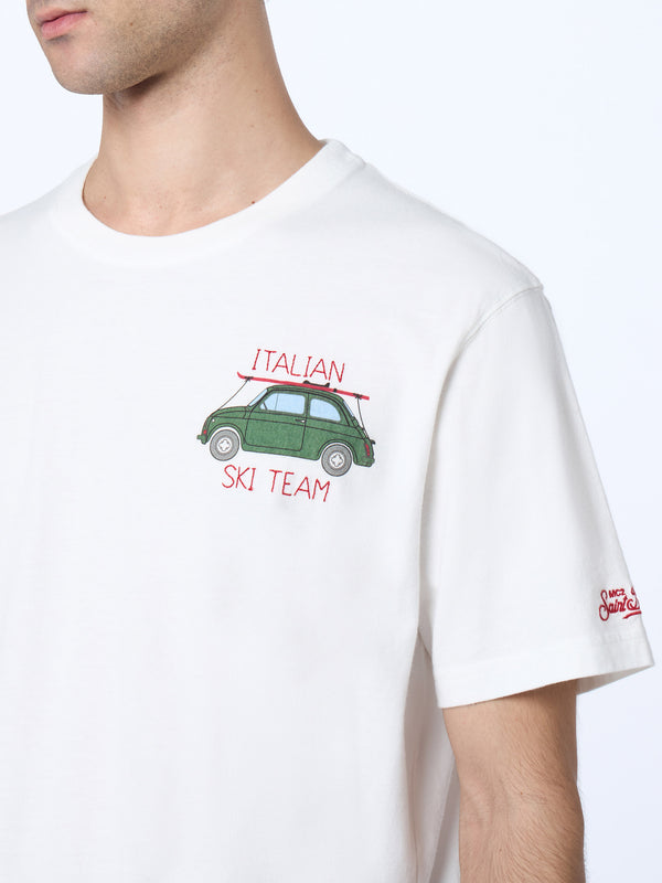 T-shirt da uomo in cotone pesante Arnott con ricamo Italian Ski Team | FIAT 500 SPECIAL EDITION