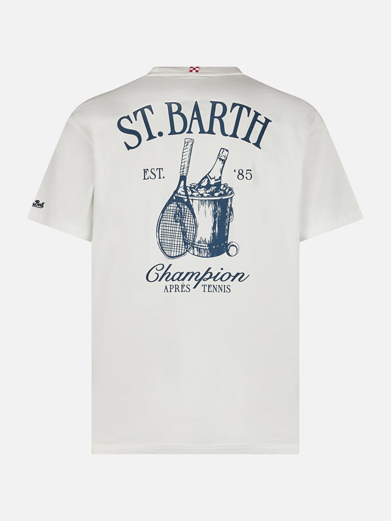 Schweres Baumwoll-T-Shirt für Herren von Arnott mit Apres Tennis Champ-Aufdruck