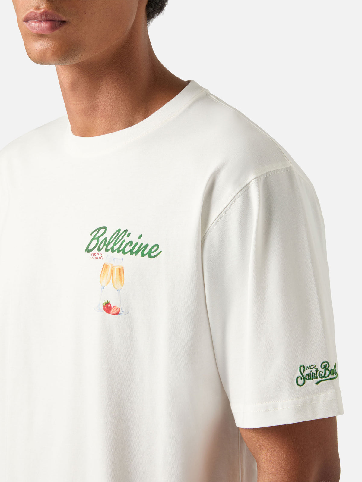 Off white Arnott cotton t-shirt with Bollicine print