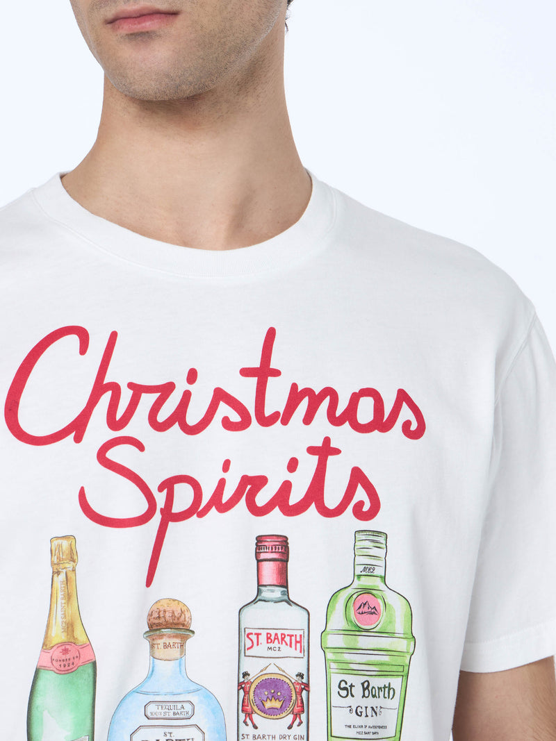 Man heavy cotton t-shirt Arnott with Christmas spirits in St.Barth embroidery