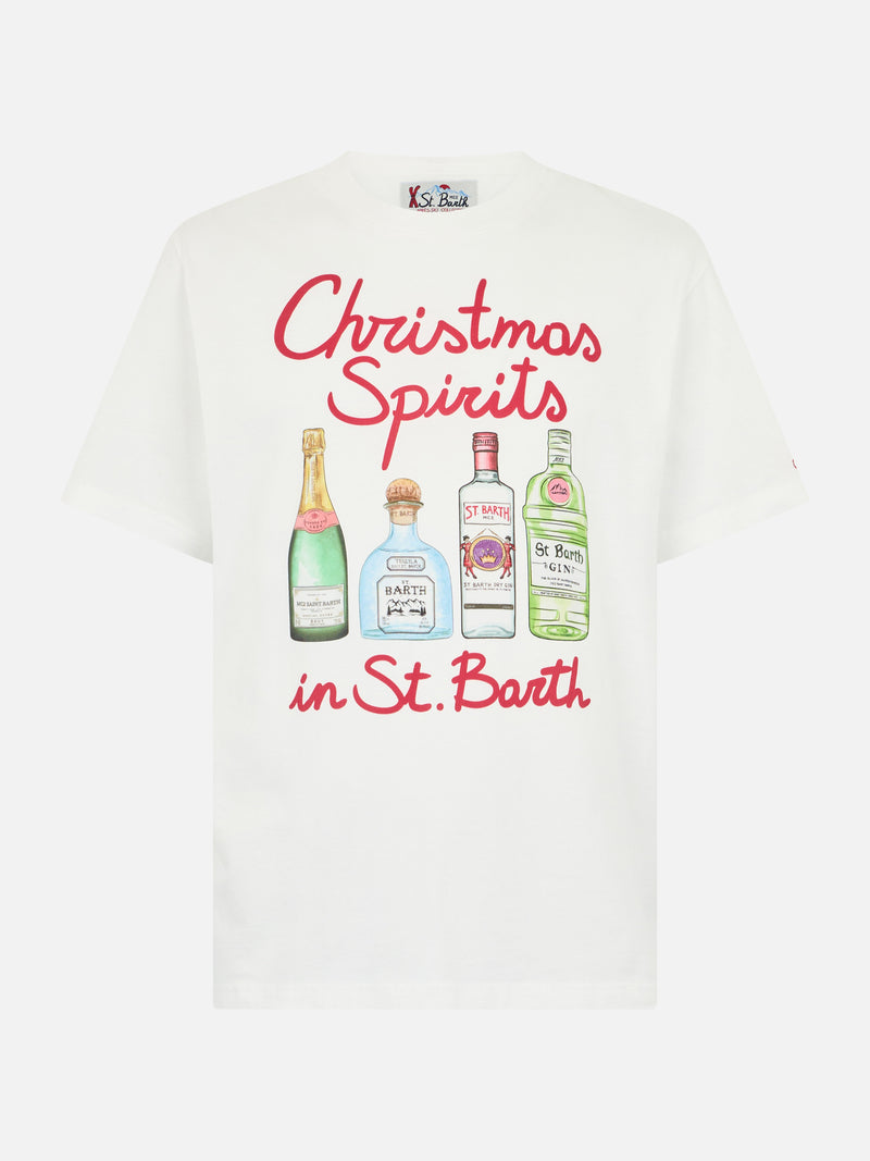 Man heavy cotton t-shirt Arnott with Christmas spirits in St.Barth embroidery