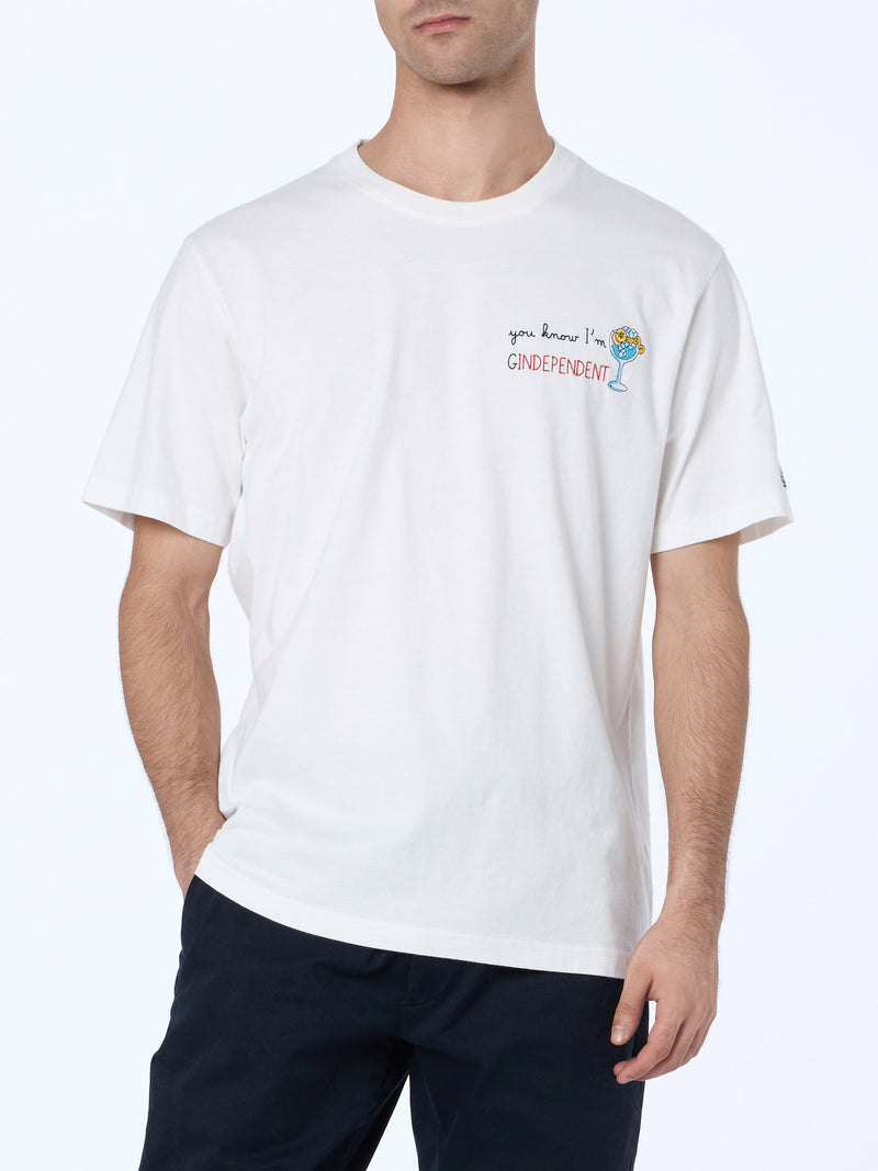 Schweres Baumwoll-T-Shirt für Herren von Arnott mit You know I’m GinDependent-Stickerei