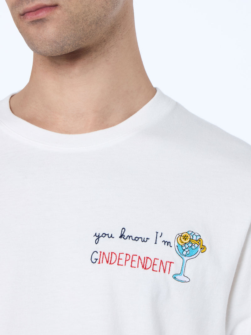 Schweres Baumwoll-T-Shirt für Herren von Arnott mit You know I’m GinDependent-Stickerei