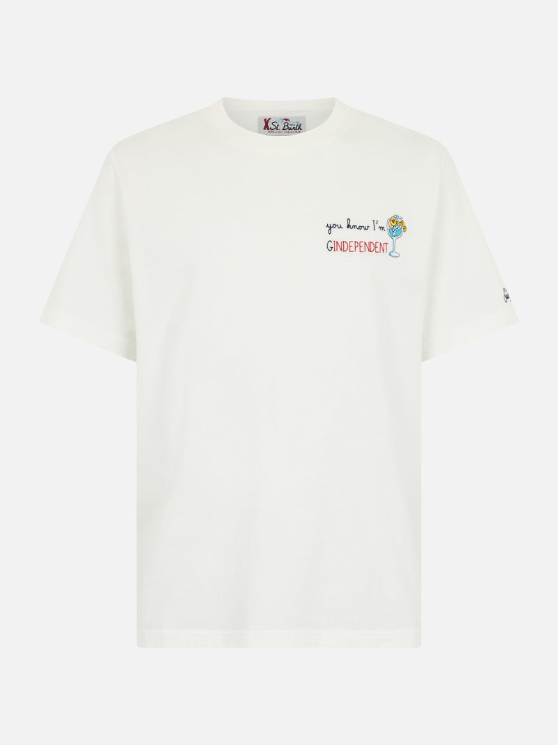 Schweres Baumwoll-T-Shirt für Herren von Arnott mit You know I’m GinDependent-Stickerei