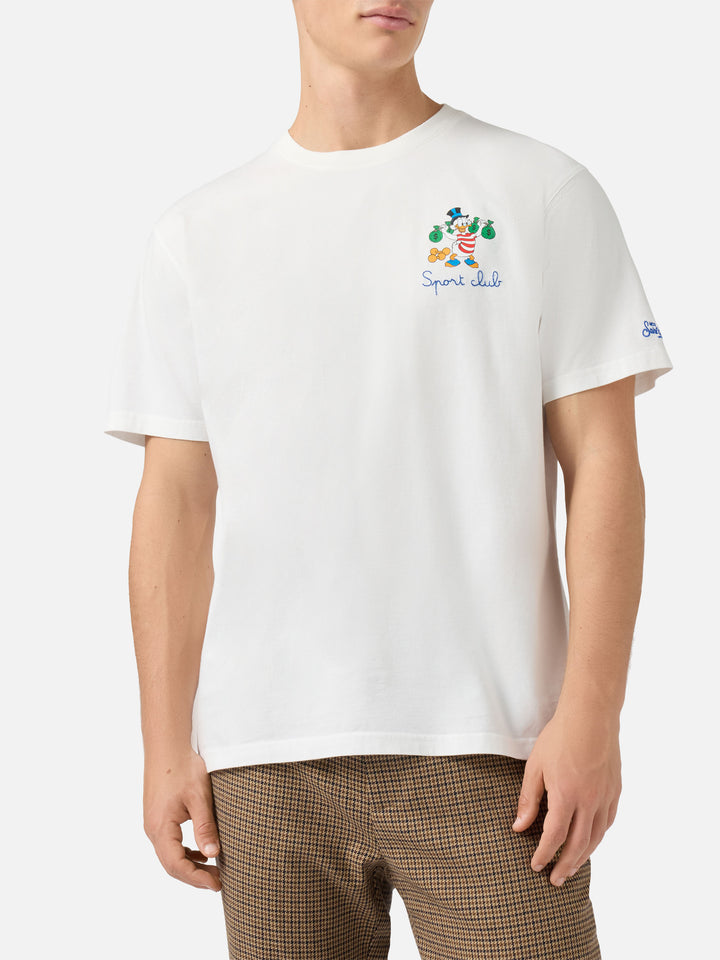 T-shirt Arnott in cotone bianco con ricamo zio Paperone Sport Club | DISNEY SPECIAL EDITION